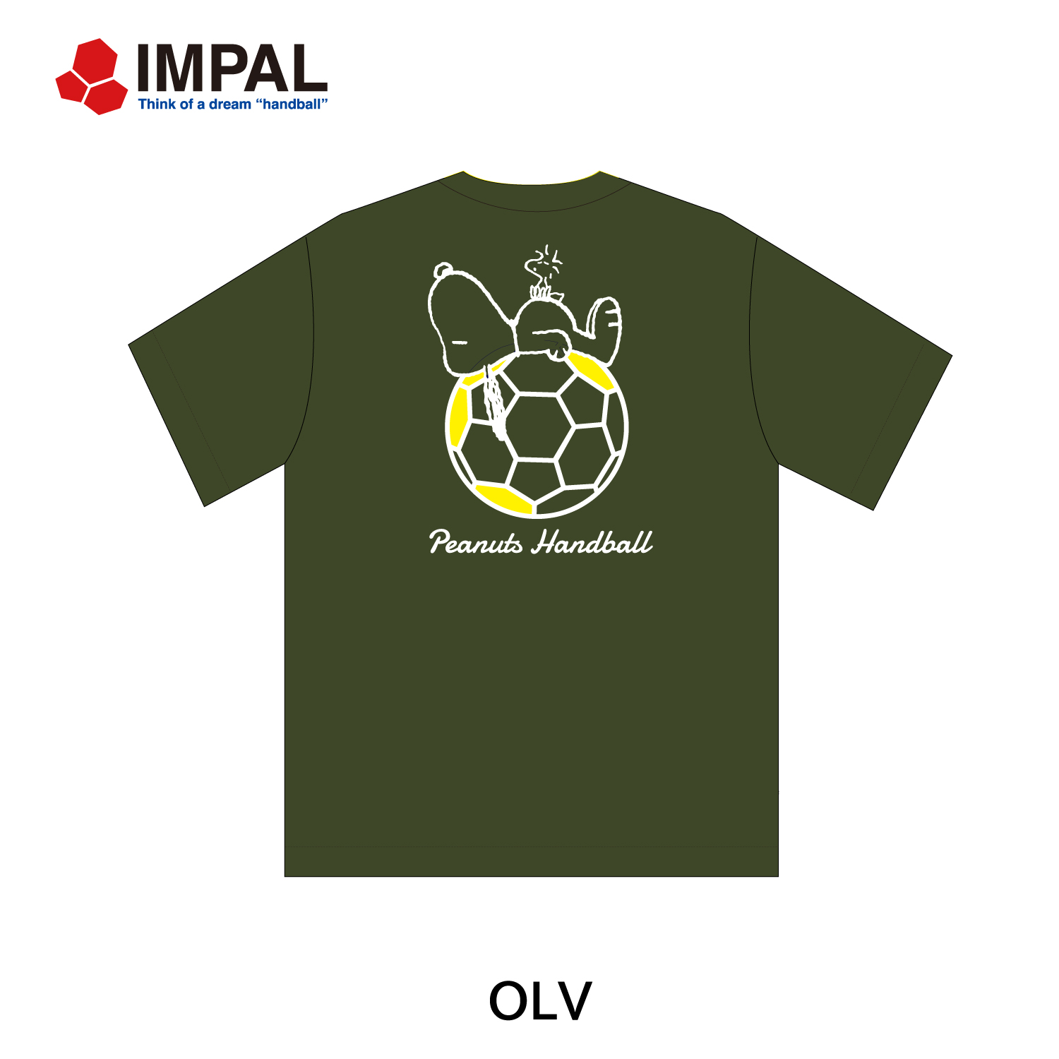 <NEW> スヌーピー 新作 ハンドボール Tシャツ ユニセックス オリーブ /IMSNPT-2503