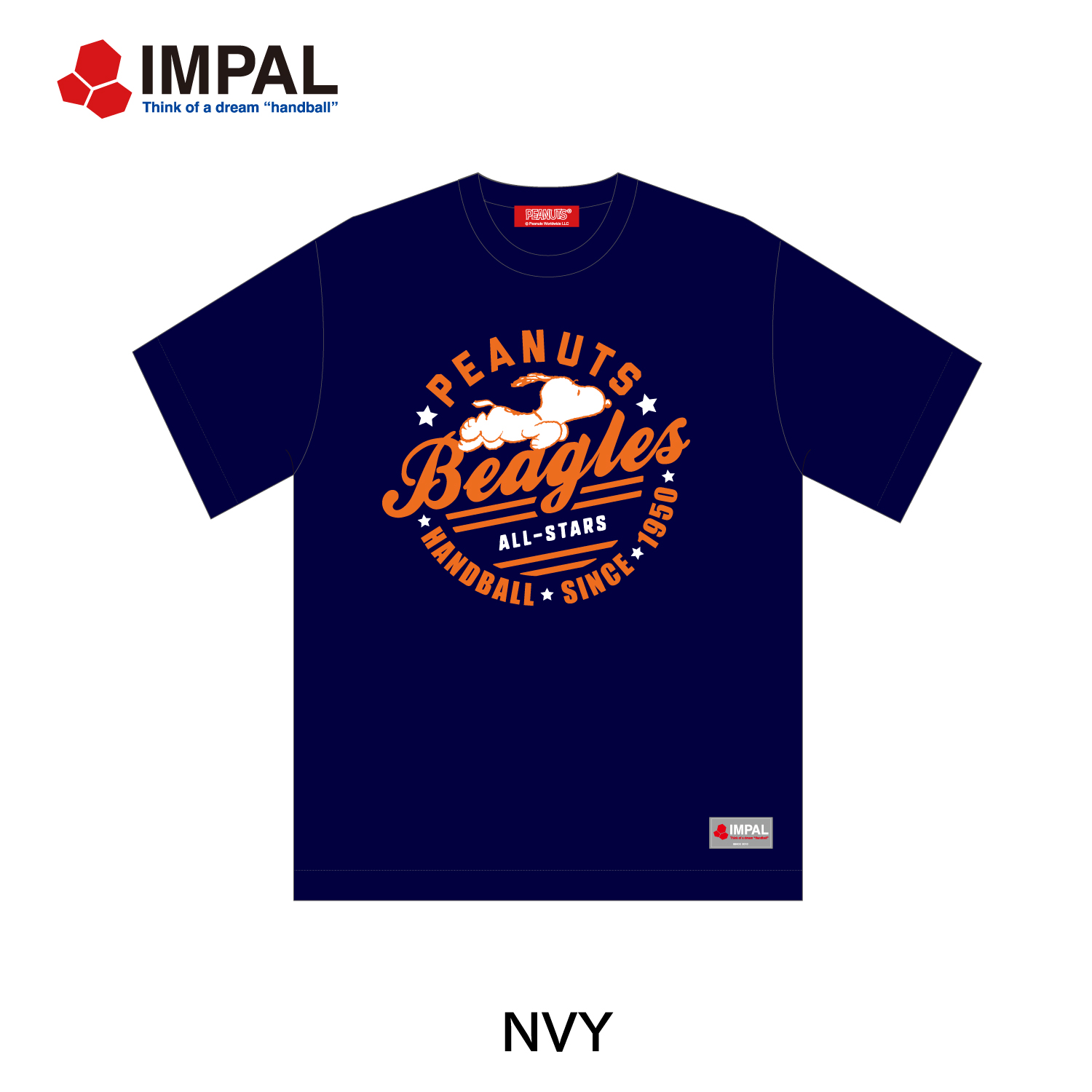 <NEW> スヌーピー 新作 ハンドボール Tシャツ ユニセックス ネイビー /IMSNPT-2505