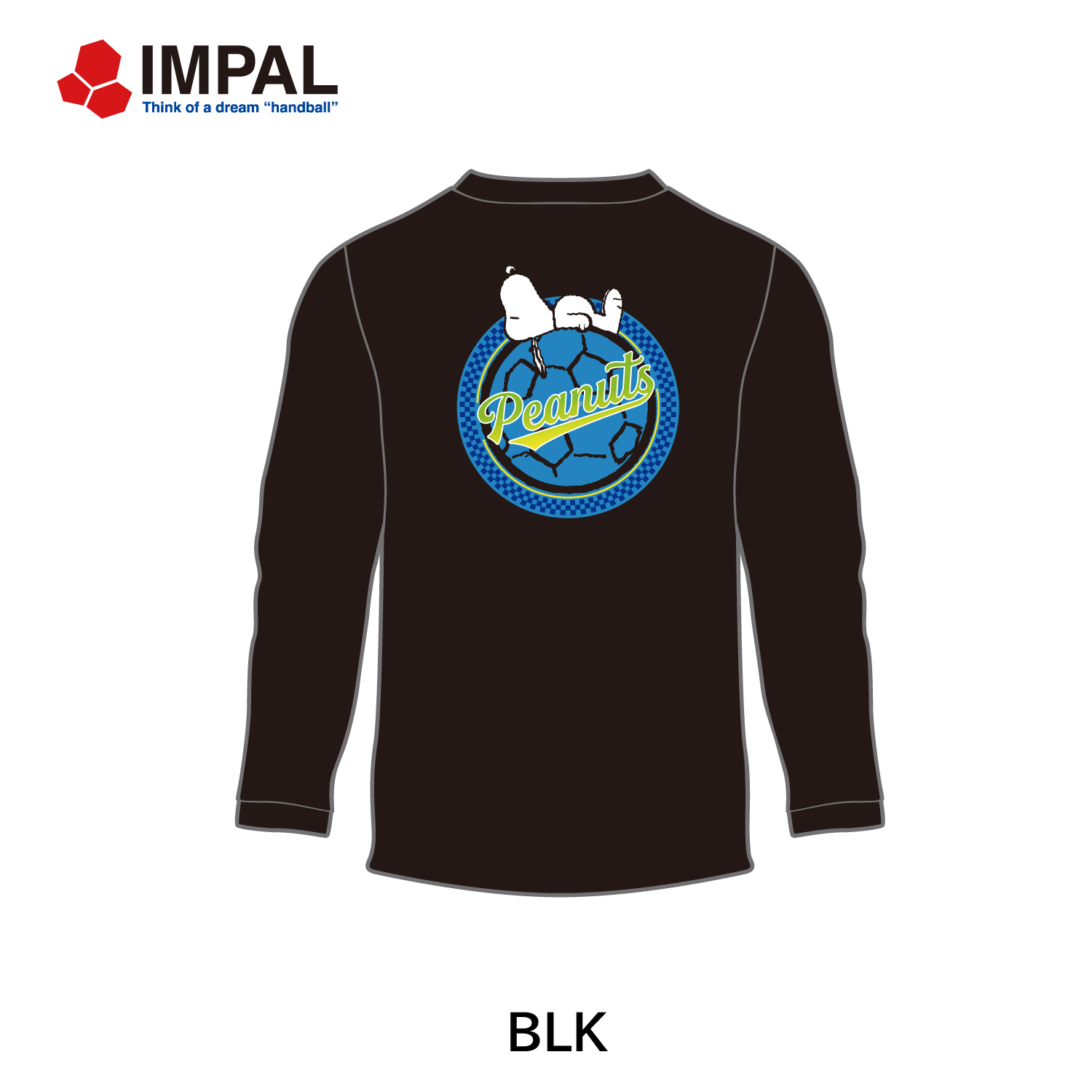 <NEW> スヌーピー 新作 ハンドボール ロングTシャツ ユニセックス ブラック / IMSNLT-3501