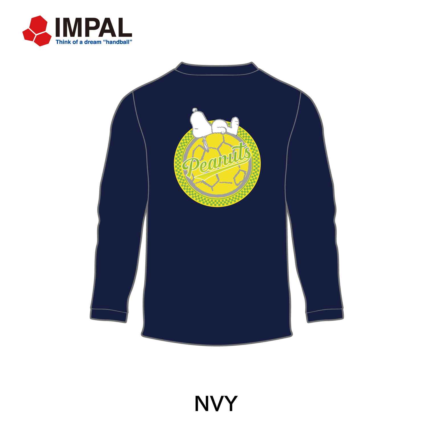 <NEW> スヌーピー 新作 ハンドボール ロングTシャツ ユニセックス ネイビー / IMSNLT-3501